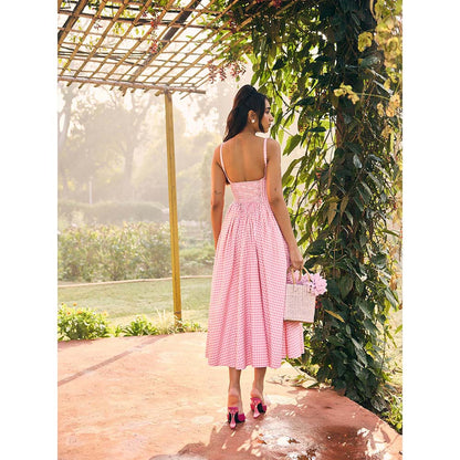 Lea Clothing Alaya Pink Midi Corset Dress
