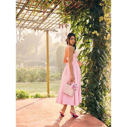 Lea Clothing Alaya Pink Midi Corset Dress