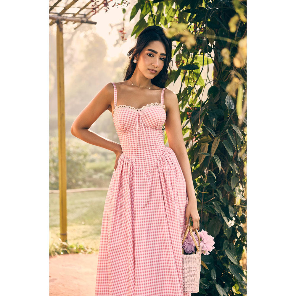 Lea Clothing Alaya Pink Midi Corset Dress