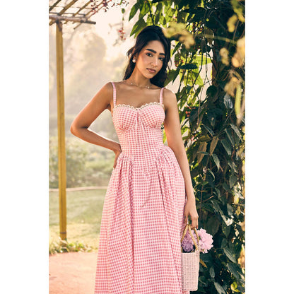 Lea Clothing Alaya Pink Midi Corset Dress