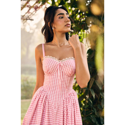 Lea Clothing Alaya Pink Midi Corset Dress