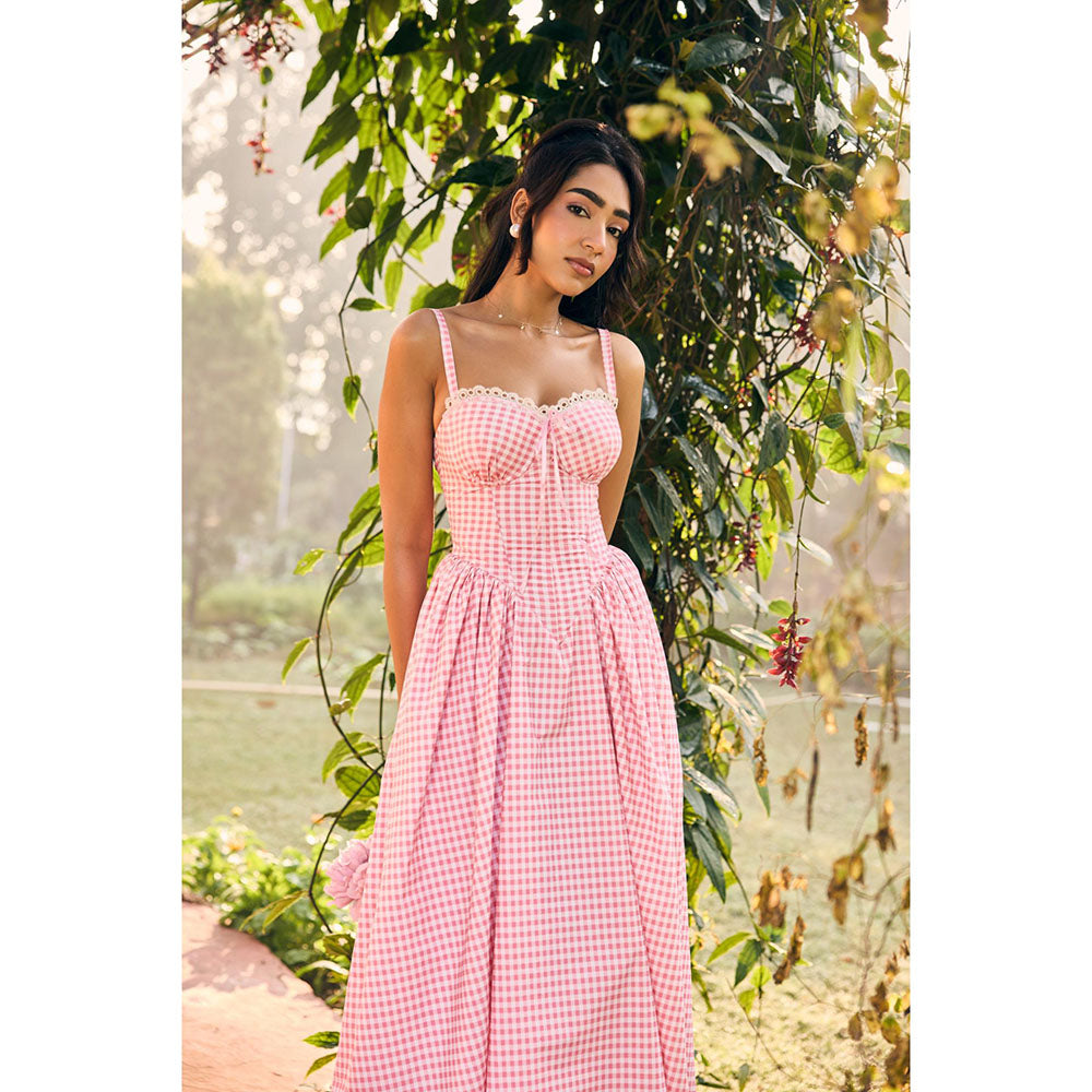 Lea Clothing Alaya Pink Midi Corset Dress