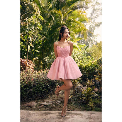 Lea Clothing Becca Baby Pink Mesh Mini Dress