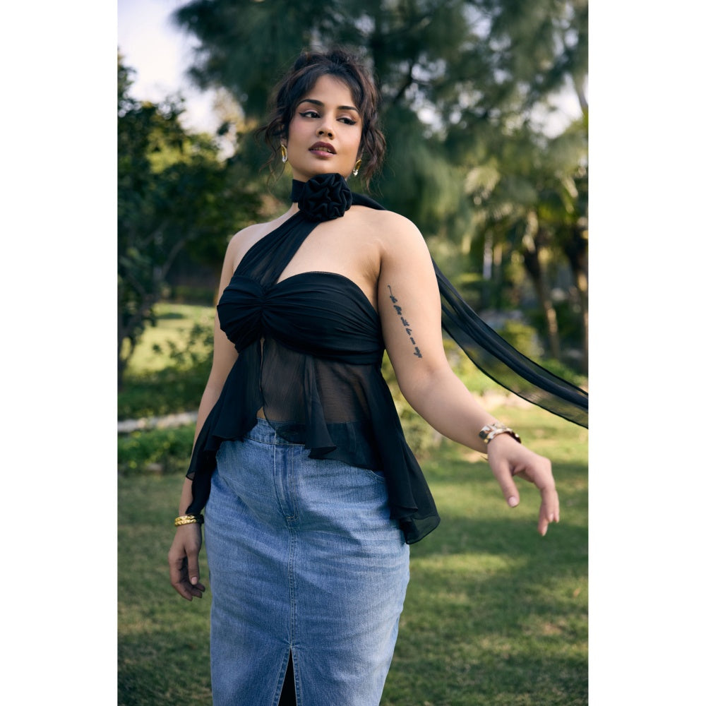 Lea Clothing Deanna Blue Denim Maxi Skirt