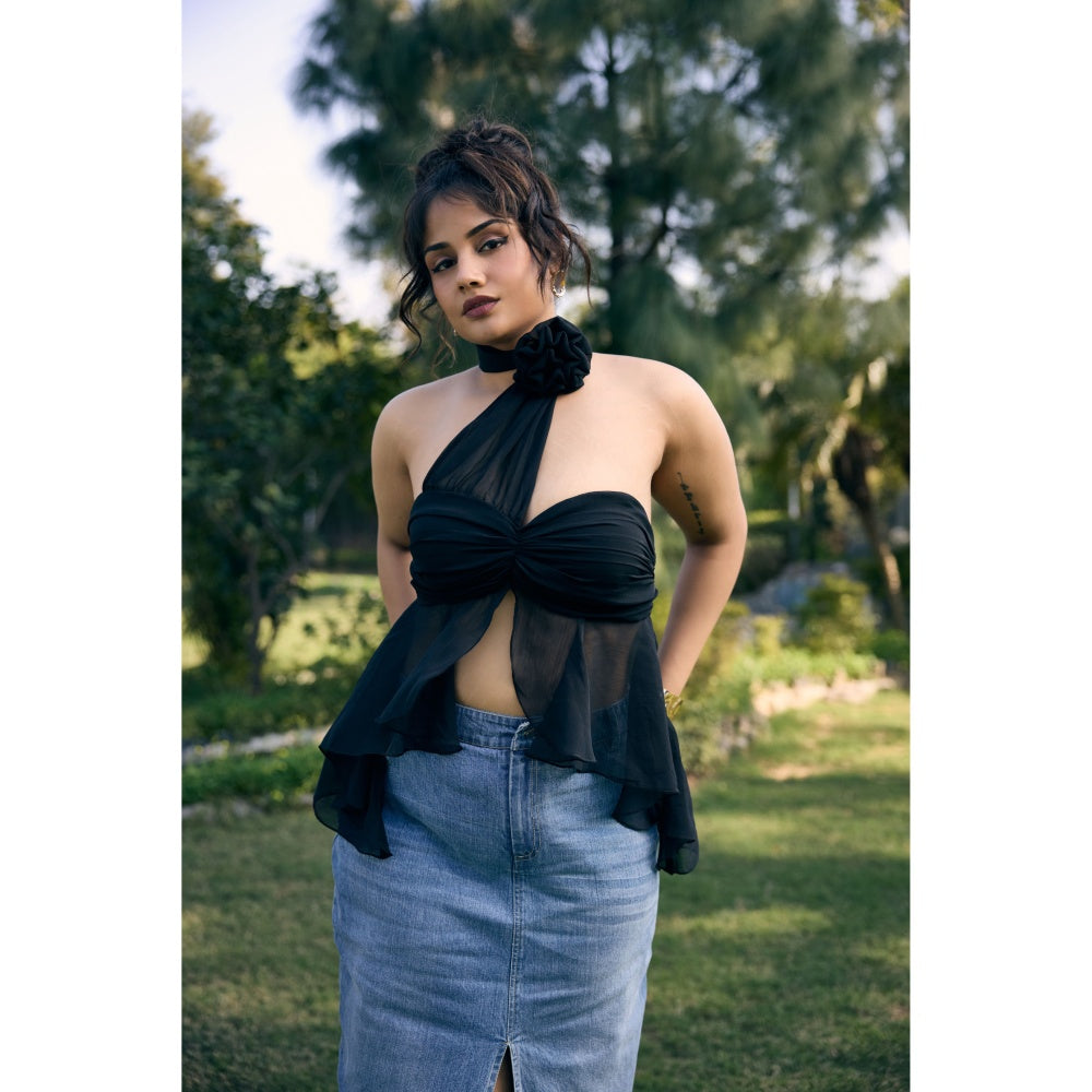 Lea Clothing Deanna Blue Denim Maxi Skirt