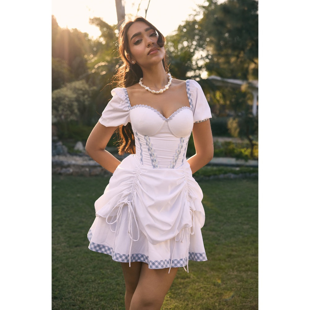 Lea Clothing White Gertie Corset Mini Dress