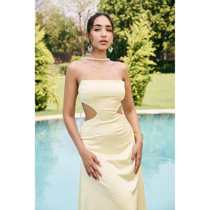 Lea Clothing Albina Butter Cream Tube Cutout Dress
