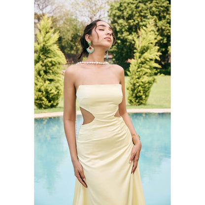 Lea Clothing Albina Butter Cream Tube Cutout Dress
