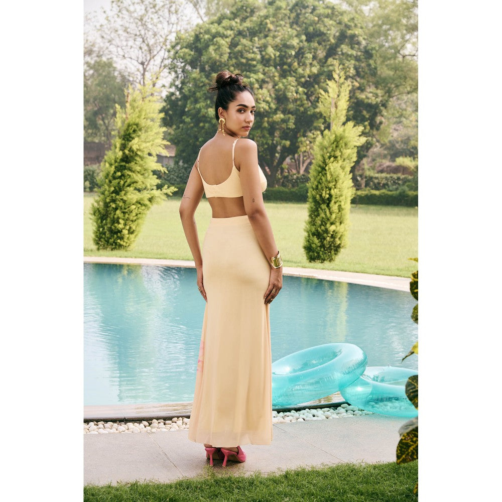 Lea Clothing Marigold Butter Yellow Bloom Maxi Dress