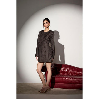 Lea Clothing Calla Brown Blazer Dress