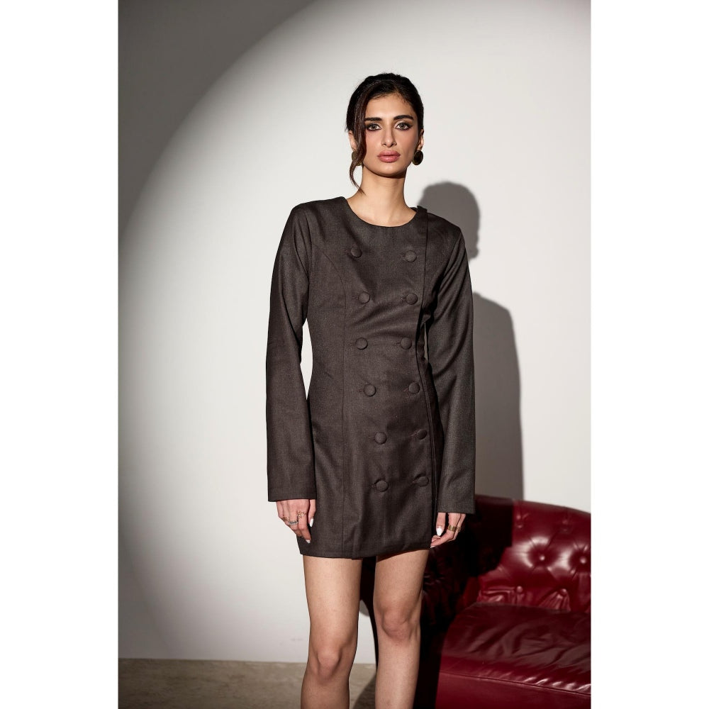 Lea Clothing Calla Brown Blazer Dress