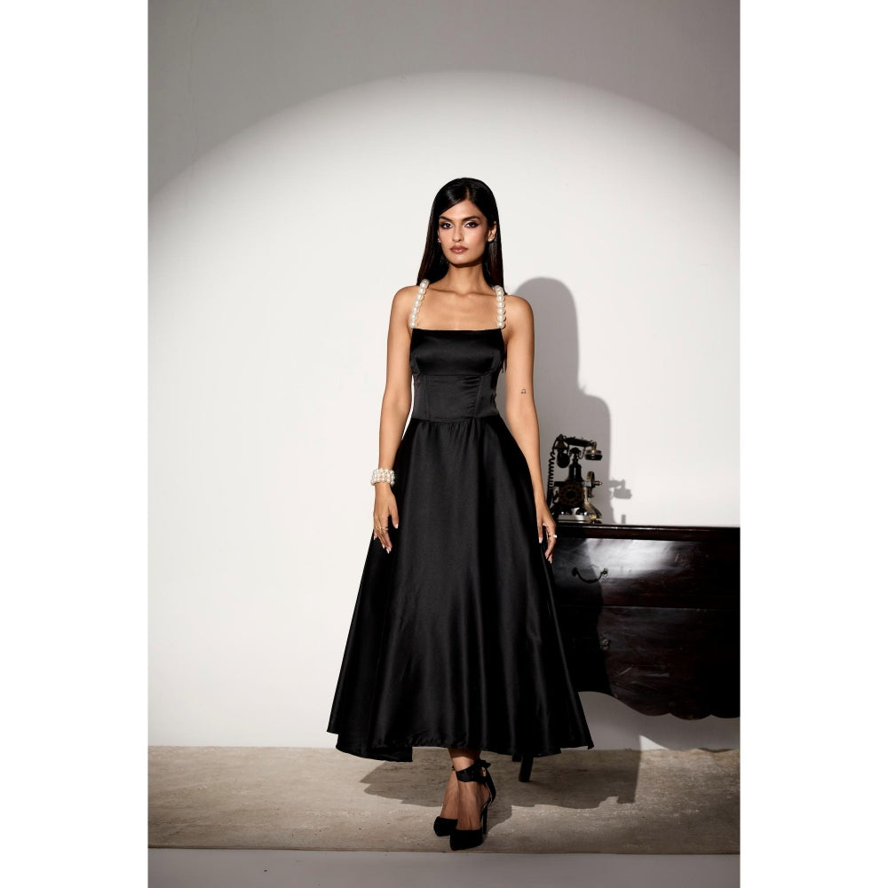 Lea Clothing Vivienne Black Pearl Midi Dress