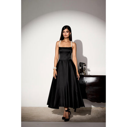 Lea Clothing Vivienne Black Pearl Midi Dress