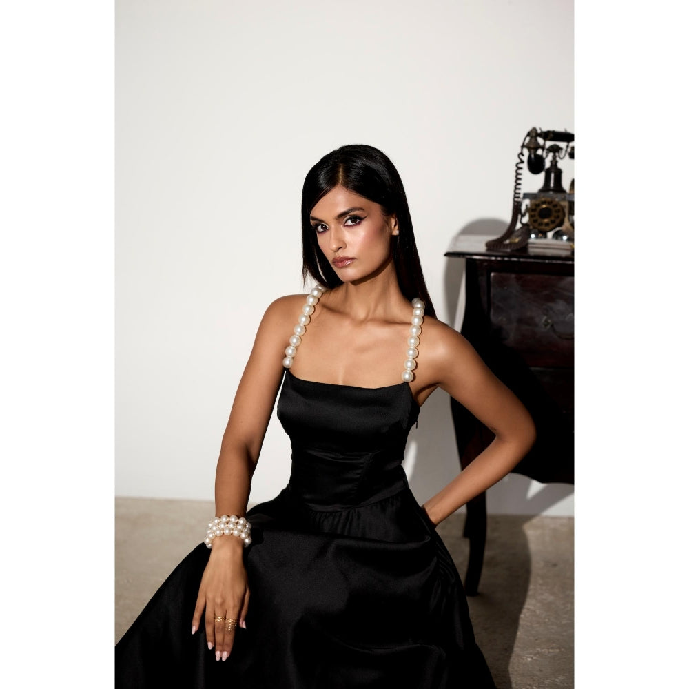 Lea Clothing Vivienne Black Pearl Midi Dress