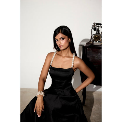 Lea Clothing Vivienne Black Pearl Midi Dress