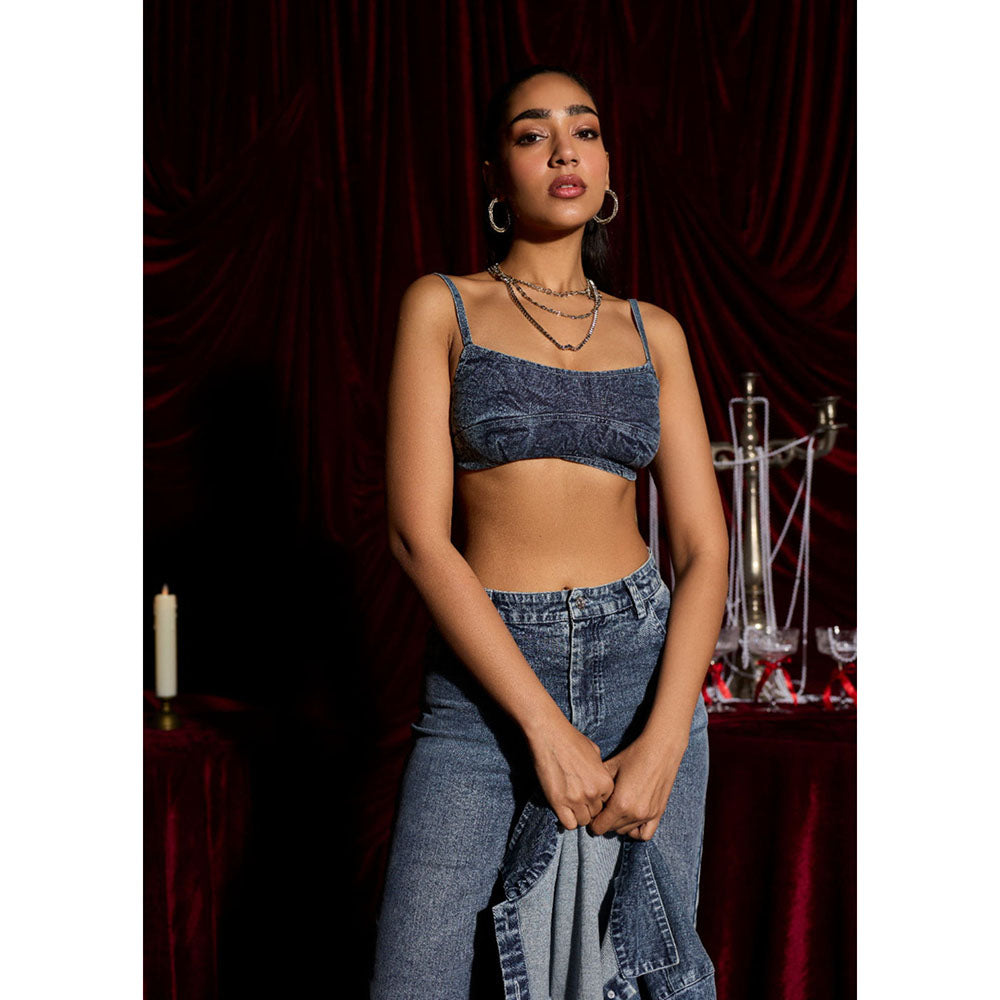 Lea Clothing Indigo Drift Sculpted Denim Bralette