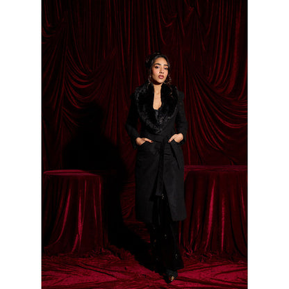 Lea Clothing Esther Black Wool-Blend Multi-Way Luxe Coat