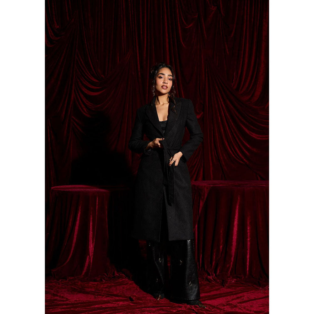 Lea Clothing Esther Black Wool-Blend Multi-Way Luxe Coat