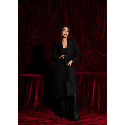 Lea Clothing Esther Black Wool-Blend Multi-Way Luxe Coat