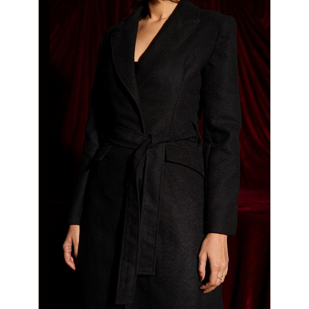 Lea Clothing Esther Black Wool-Blend Multi-Way Luxe Coat