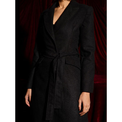Lea Clothing Esther Black Wool-Blend Multi-Way Luxe Coat