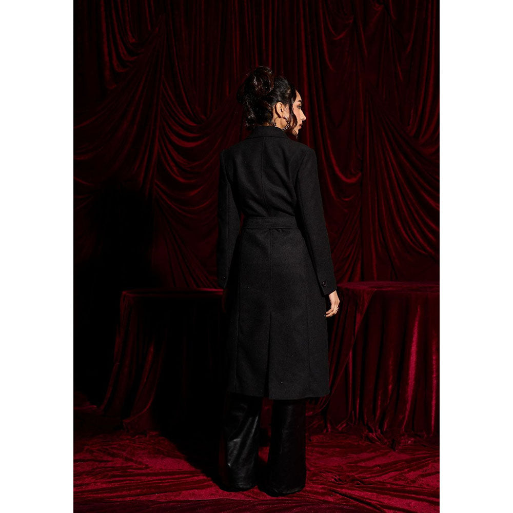 Lea Clothing Esther Black Wool-Blend Multi-Way Luxe Coat