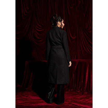 Lea Clothing Esther Black Wool-Blend Multi-Way Luxe Coat