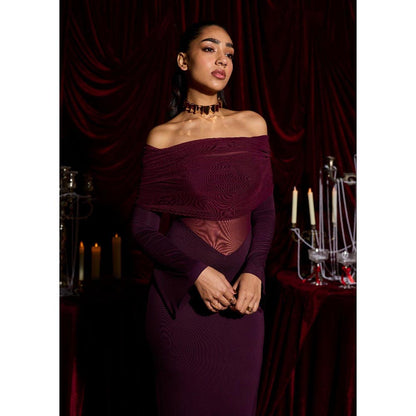 Lea Clothing Bordeaux Illusion Modal Sculpting Gown