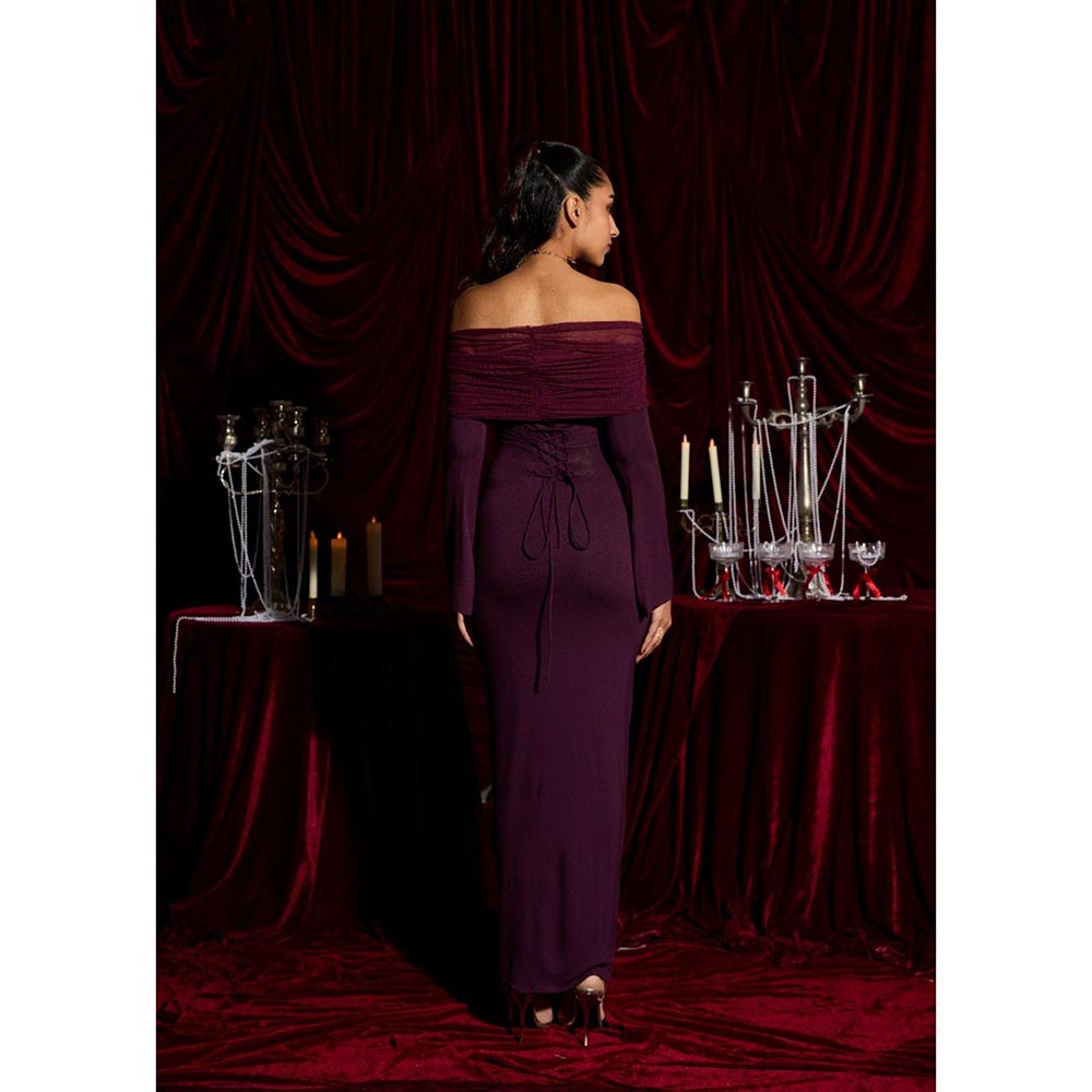 Lea Clothing Bordeaux Illusion Modal Sculpting Gown