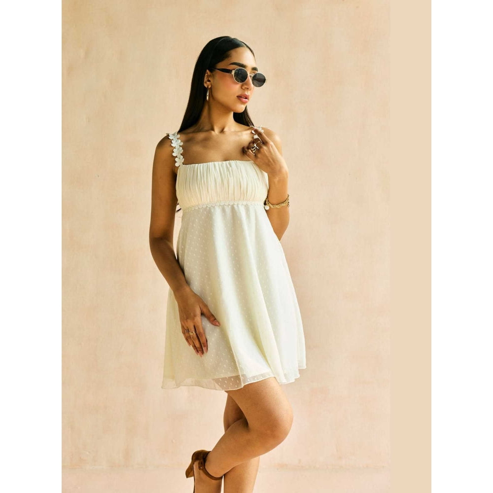 Lea Clothing Alina Ivory Ruching Mini Dress