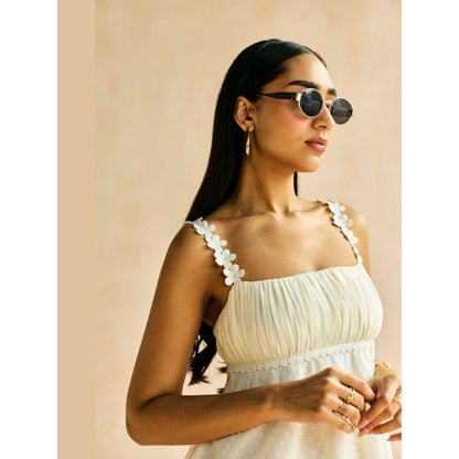 Lea Clothing Alina Ivory Ruching Mini Dress