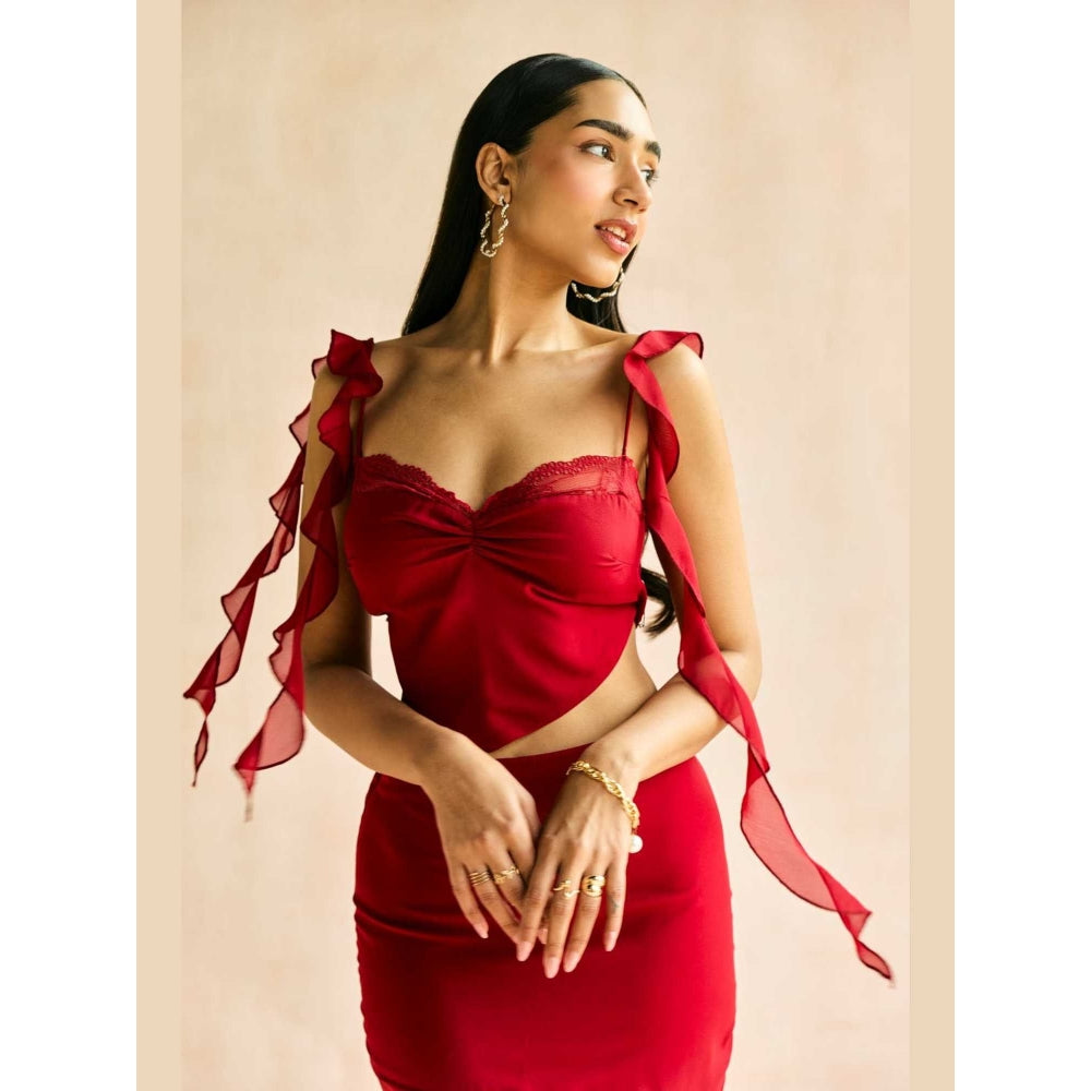 Lea Clothing Crimson Muse Ruffled Crop Top