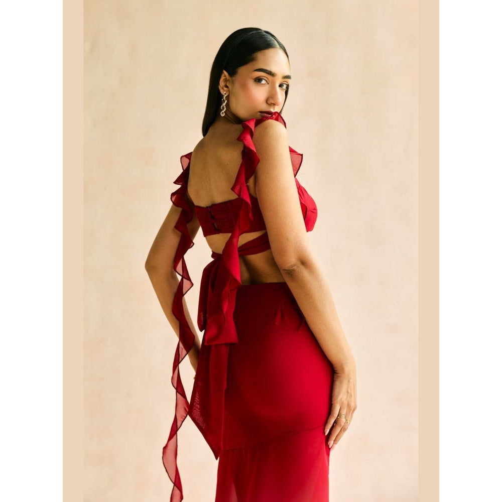 Lea Clothing Crimson Muse Ruffled Crop Top