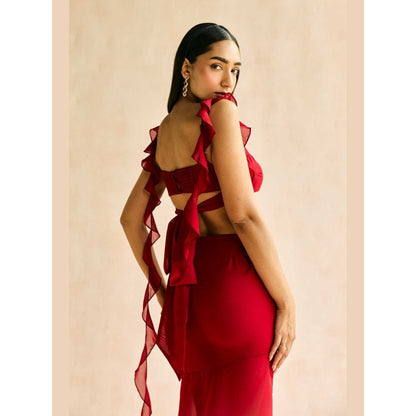 Lea Clothing Crimson Muse Ruffled Crop Top