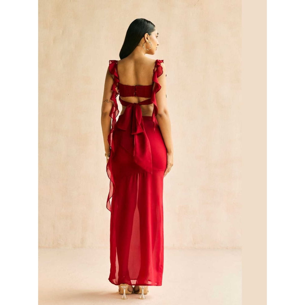 Lea Clothing Crimson Muse Ruffled Crop Top