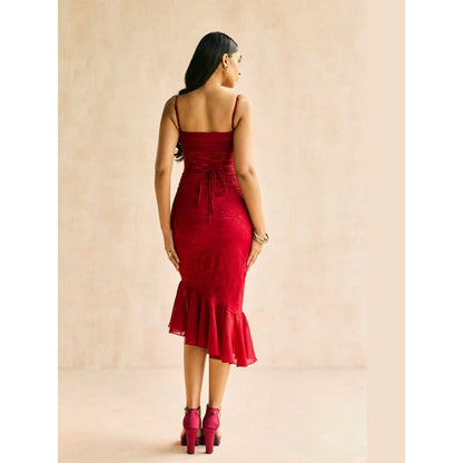 Lea Clothing Sylvie Crimson Red Bodycon Midi Dress