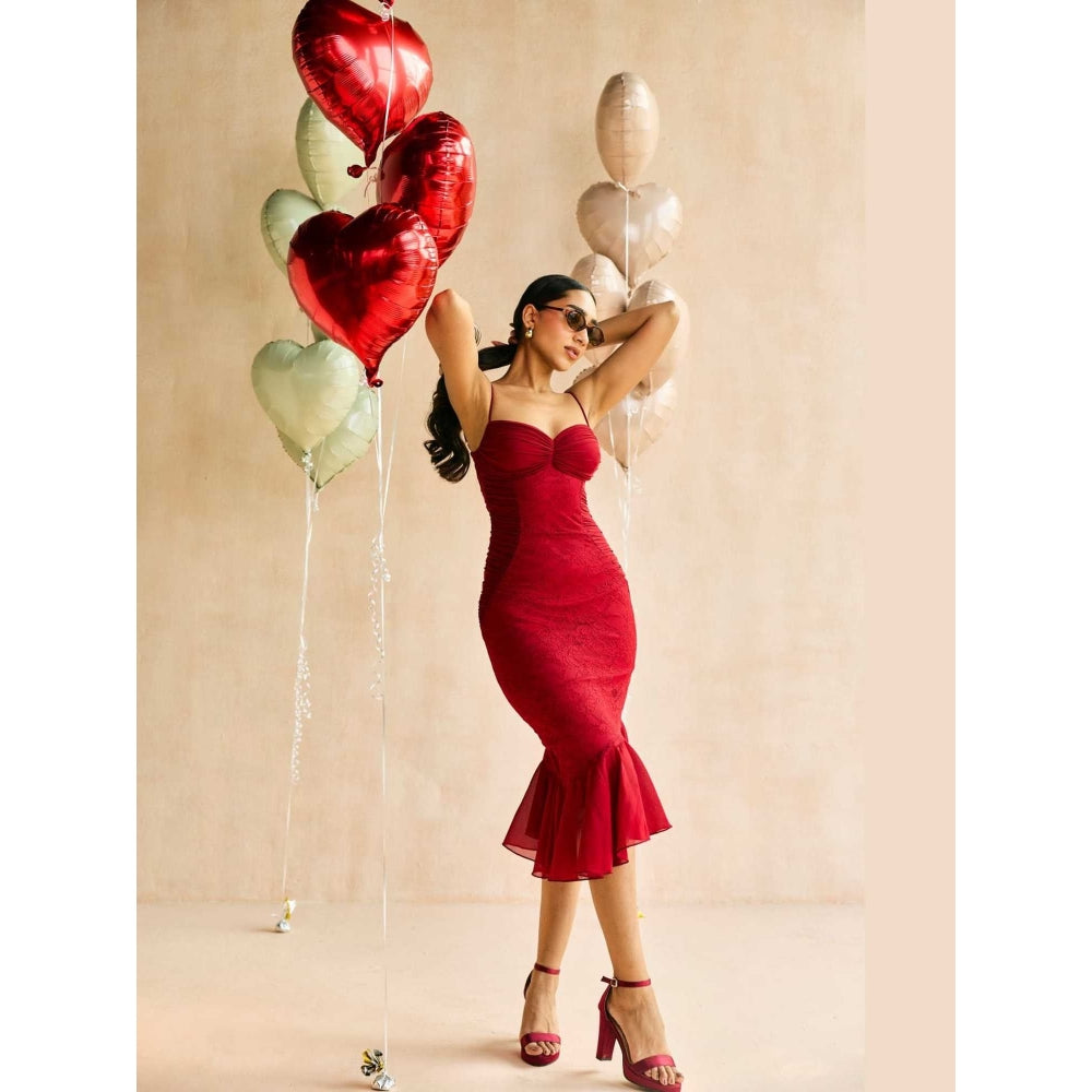 Lea Clothing Sylvie Crimson Red Bodycon Midi Dress