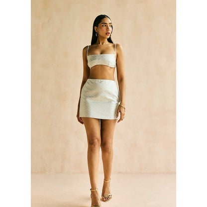 Lea Clothing Aira Jacquard Bralette Top With Shrug
