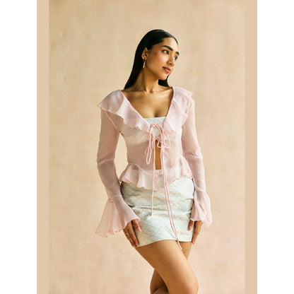 Lea Clothing Aira Jacquard Bralette Top With Shrug
