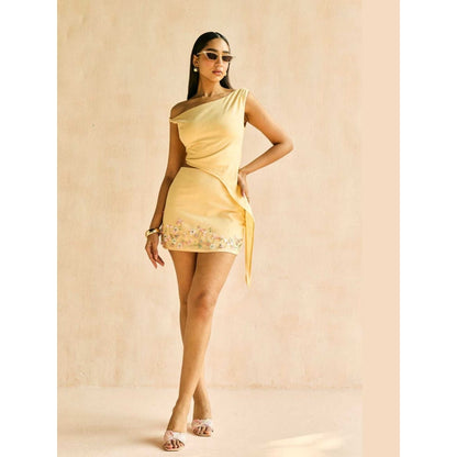 Lea Clothing Beige The Liora Linen Embellished Skirt