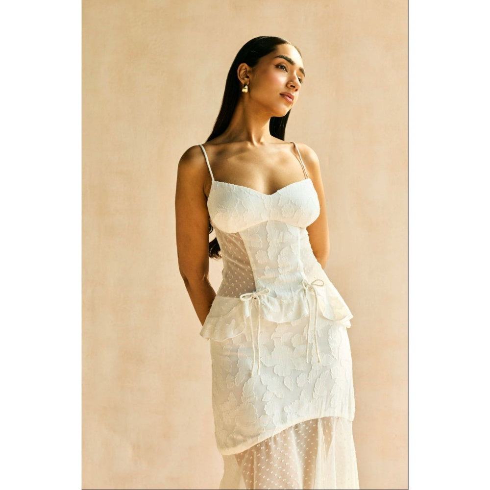 Lea Clothing Lunara White Textured Flow Maxi Skirt