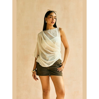 Lea Clothing Softfall Drape Georgette Top And Bralette