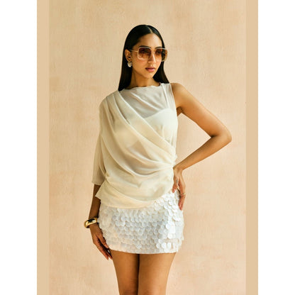 Lea Clothing Softfall Drape Georgette Top And Bralette