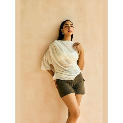 Lea Clothing Softfall Drape Georgette Top And Bralette