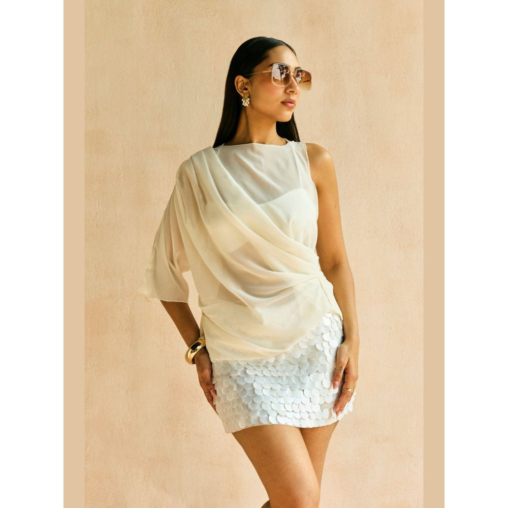 Lea Clothing Softfall Drape Georgette Top And Bralette