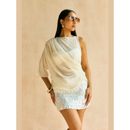 Lea Clothing Softfall Drape Georgette Top And Bralette