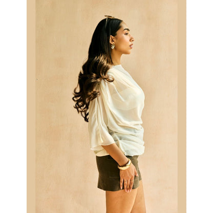 Lea Clothing Softfall Drape Georgette Top And Bralette