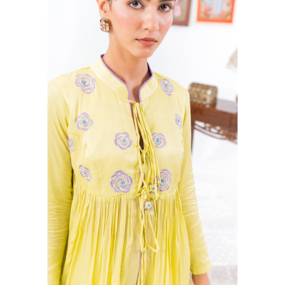 Leela by A Lime Yellow Flared Straight Co-Ord Set