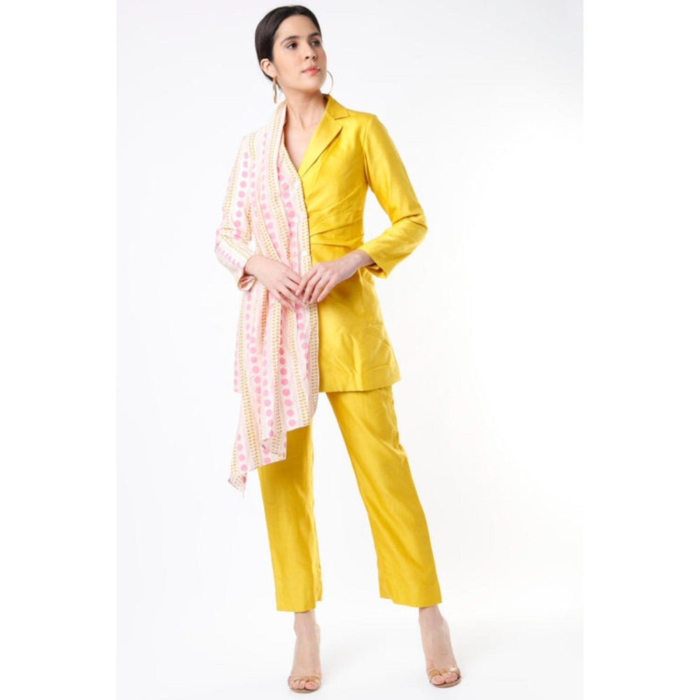 Leela by A Lime Yellow Chanderi Printed Co-Ord Set