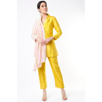 Leela by A Lime Yellow Chanderi Printed Co-Ord Set